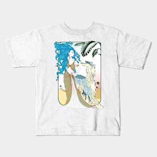 AFGHAN HOUND. Blue Domino  Afghan with blue haired goddess. Kids T-Shirt